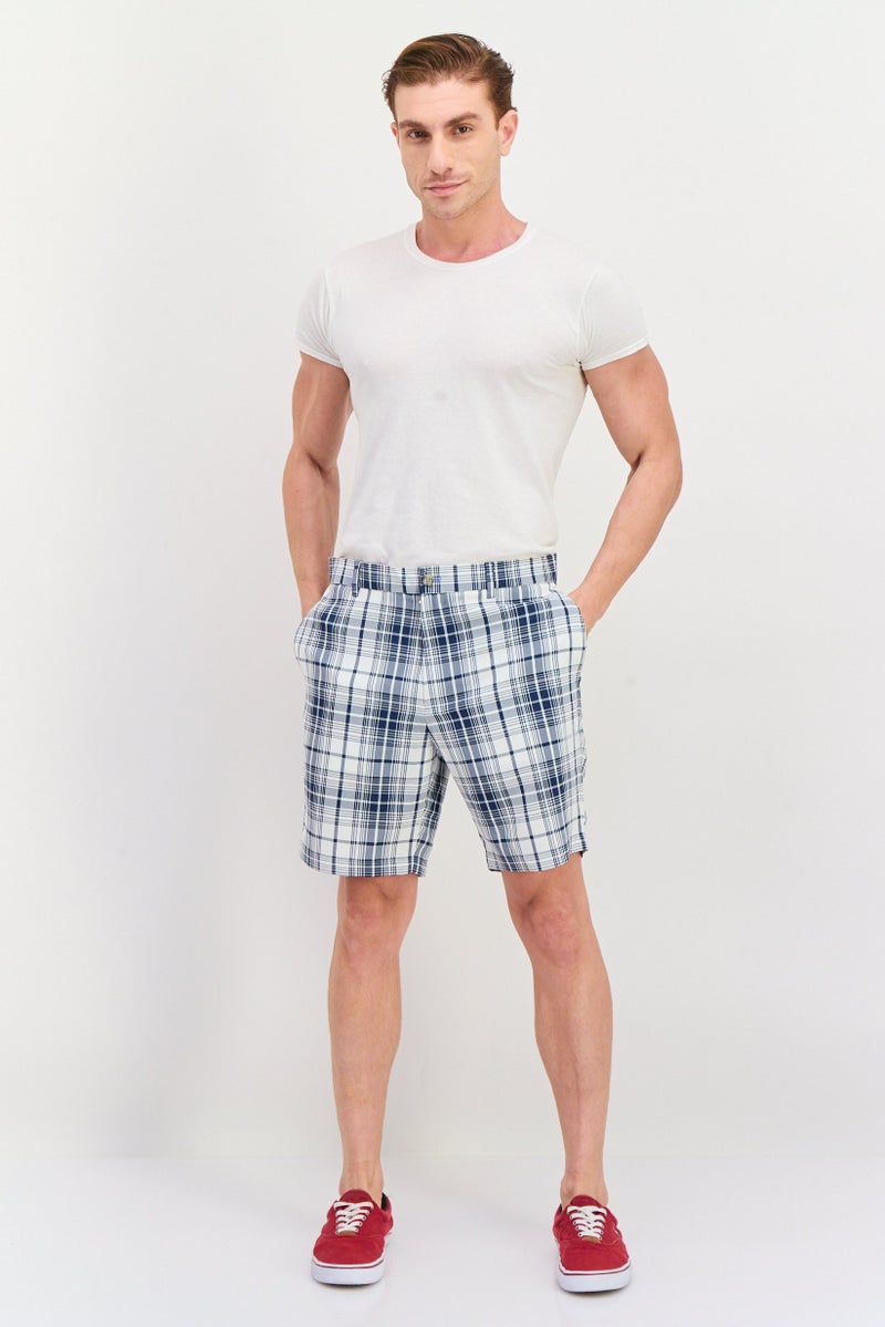 Tailorbyrd Men Plaid Basic Shorts, Navy - Image 4